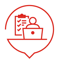 Icon mit Person und Checkliste für Handlungsempfehlung
