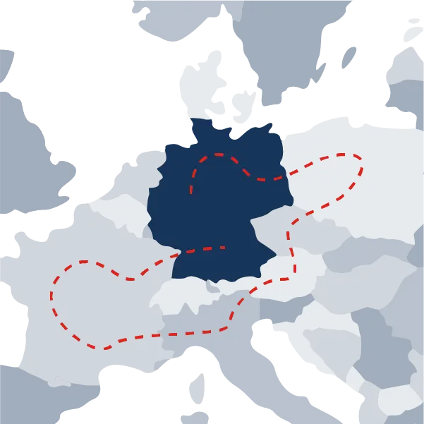 Landkarte auf Routen durch Europa für den Einzelhandel