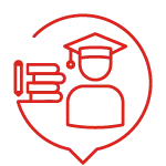 Roter Akademikerhut – Symbol für Bildung, Wissen und lebenslanges Lernen.