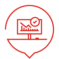 Icon mit Diagramm und Häkchen für Kostenvorteile bei der Inventur